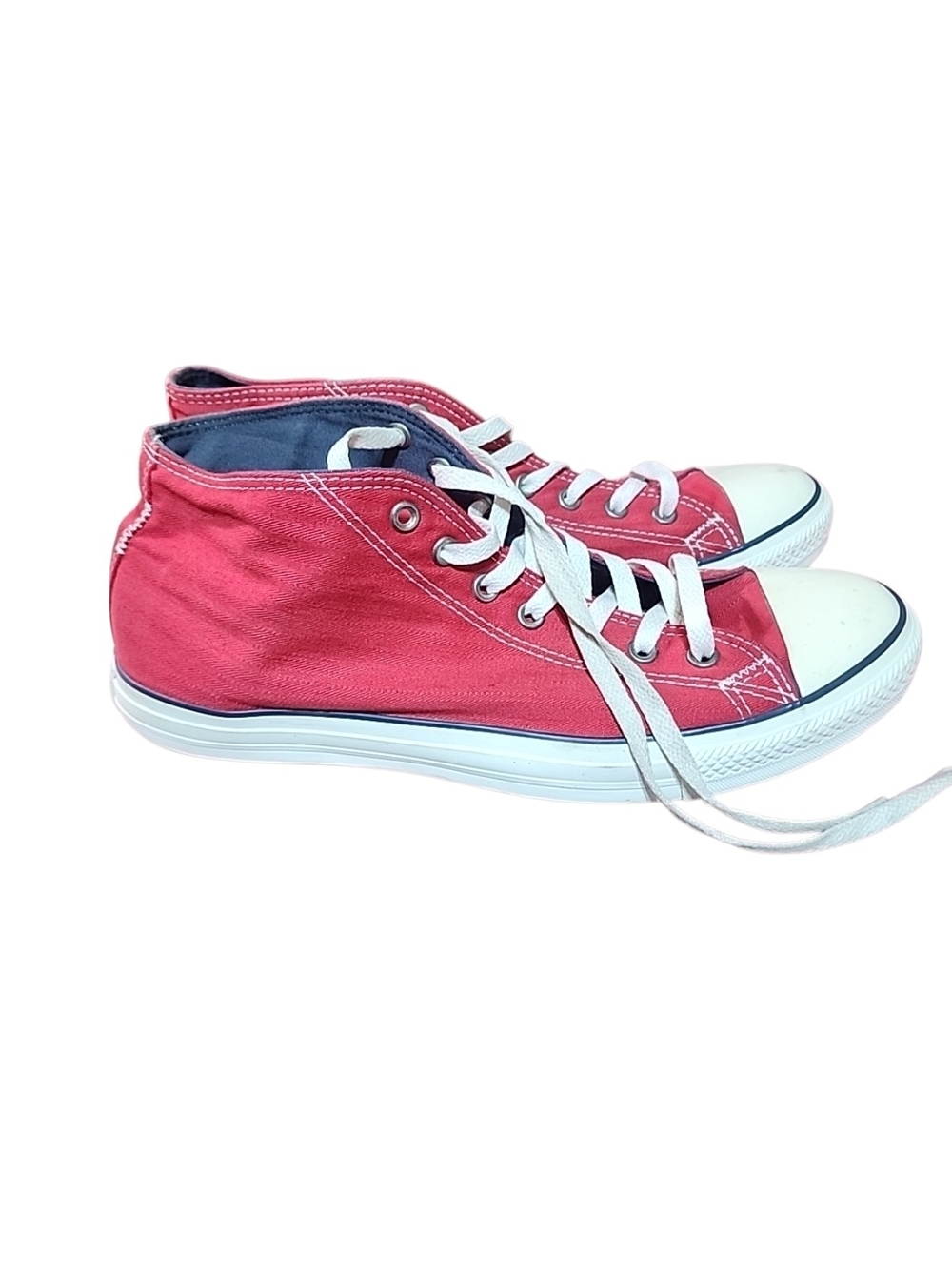 Converse Mens High-Top Sneakers in Red and White. Size 12